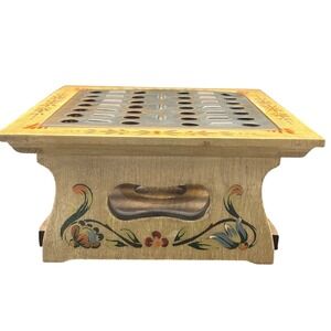 Vintage ANRI wood folk‎ art tea warmer /metal grate Hand painted Italy